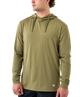 Man wearing a green hoodie on a white background
