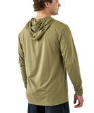 Man wearing a green hoodie on a white background