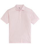 LOCAL BOY Pink and white striped polo shirt with a brand logo on a white background