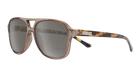 A pair of aviator-style sunglasses with a translucent taupe-brown frame, gray gradient lenses, and tortoiseshell-patterned temples. The brand name 'Buna+Nip' is visible on the temple arm.