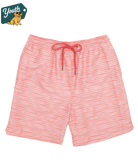 Pink striped shorts with a drawstring on a white background, featuring the 'Youth' brand logo.