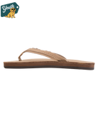 Kid's Rainbow Sandals tan leather sandal on a white background with 'Youth' logo in the corner.