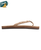 Kid's Rainbow Sandals tan leather sandal on a white background with 'Youth' logo in the corner.