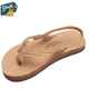 Kid's Rainbow Sandals tan leather sandal on a white background with 'Youth' logo in the corner.