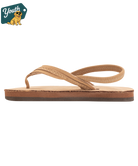 Kid's Rainbow Sandals tan leather sandal on a white background with 'Youth' logo in the corner.