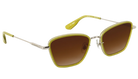 Krewe sunglasses with yellow frame and brown lenses on a white background