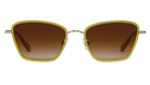 Krewe sunglasses with yellow frame and brown lenses on a white background