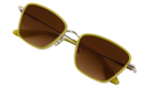 Krewe sunglasses with yellow frame and brown lenses on a white background