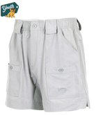Light gray shorts with a small fish logo on a white background, featuring the 'Youth' brand logo in the corner.