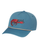Blue cap with a red CRAWFISH design on a white background