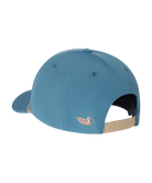 Blue cap with a logo on a white background