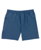 Blue performance shorts on a white background