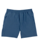 Blue performance shorts on a white background