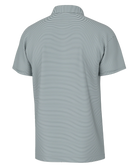 Back view of a striped polo shirt on a white background