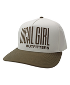 Cap with 'Local Girl Outfitters' text on a white background