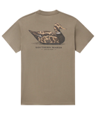 Olive t-shirt with camo duck decoy graphic and 'Southern Marsh' text on a white background