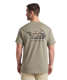 Olive t-shirt with camo duck decoy graphic and 'Southern Marsh' text on a white background