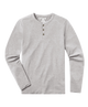 Gray long-sleeve henley shirt on a white background