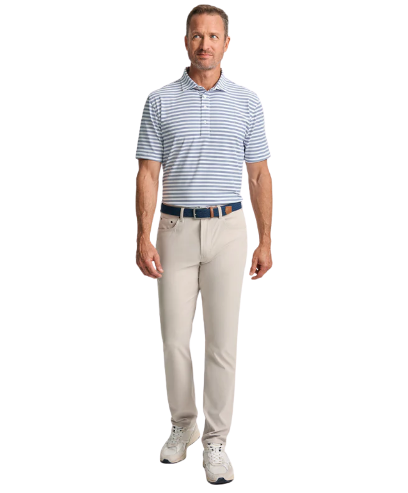 Stone Genteal pants worn by a person on a white background