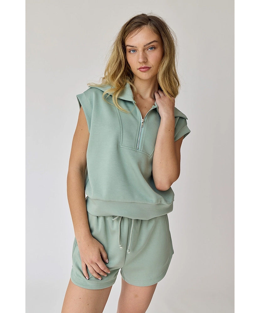 Blake Half Zip Cropped Sweatshirt and Shorts Set
