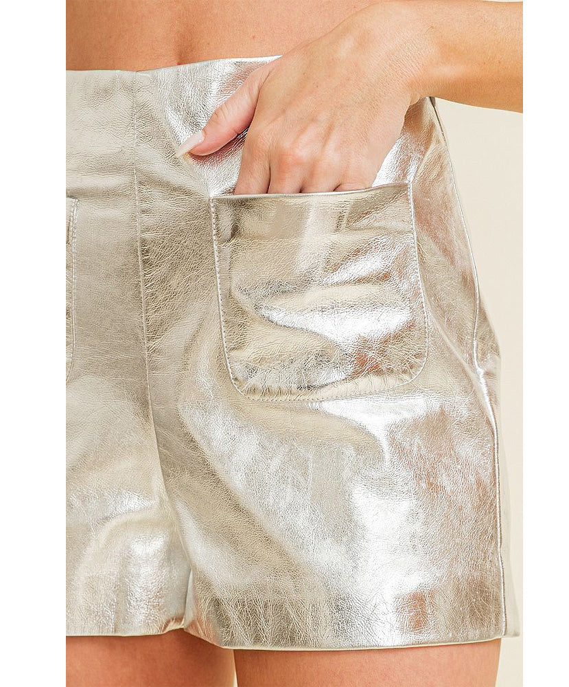 Viv Metallic Faux Leather Shorts – Shades Sunglasses