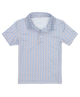 Short-sleeve shirt with geometric pattern on a white background