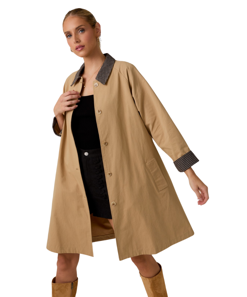 A Line Long Sleeve Trench Coat