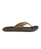 Brown sandal with a Olukai brand logo on a white background