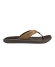 Brown sandal with a Olukai brand logo on a white background