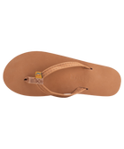 Brown sandal with a visible brand logo on a white background