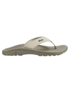 Beige sandal with a white strap on a white background