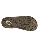 Brown sandal sole with a brand logo on a white background