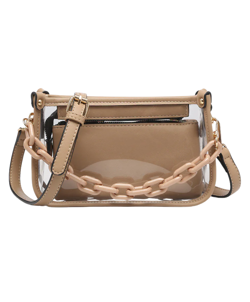 Jessica Clear Crossbody with Chain