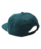 Teal LOCAL BOY cap with a shrimp design on a white background