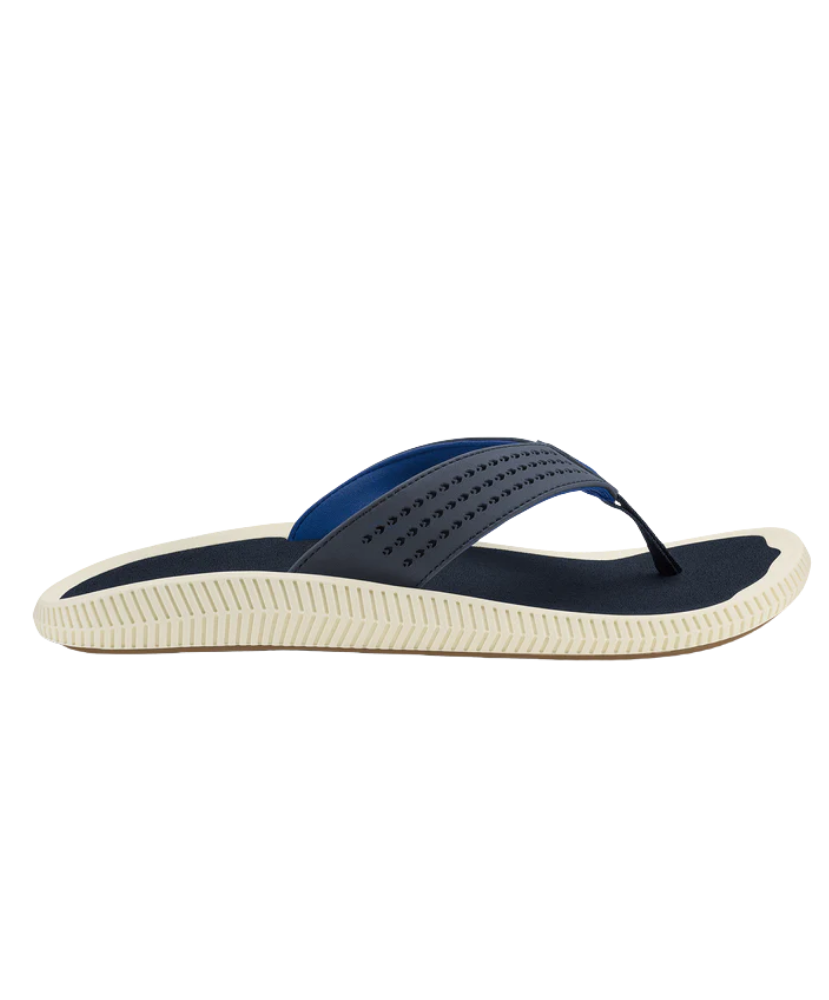 Blue and white sandal on a white background