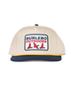 Beige cap with Burlebo Outdoors logo on a white background