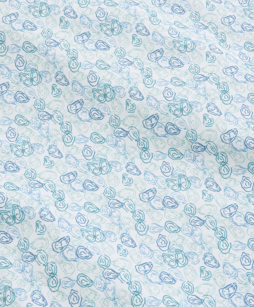 Pattern of blue shapes on a light blue background