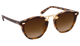 Sunglasses with tortoiseshell frame and brown gradient lenses on a white background