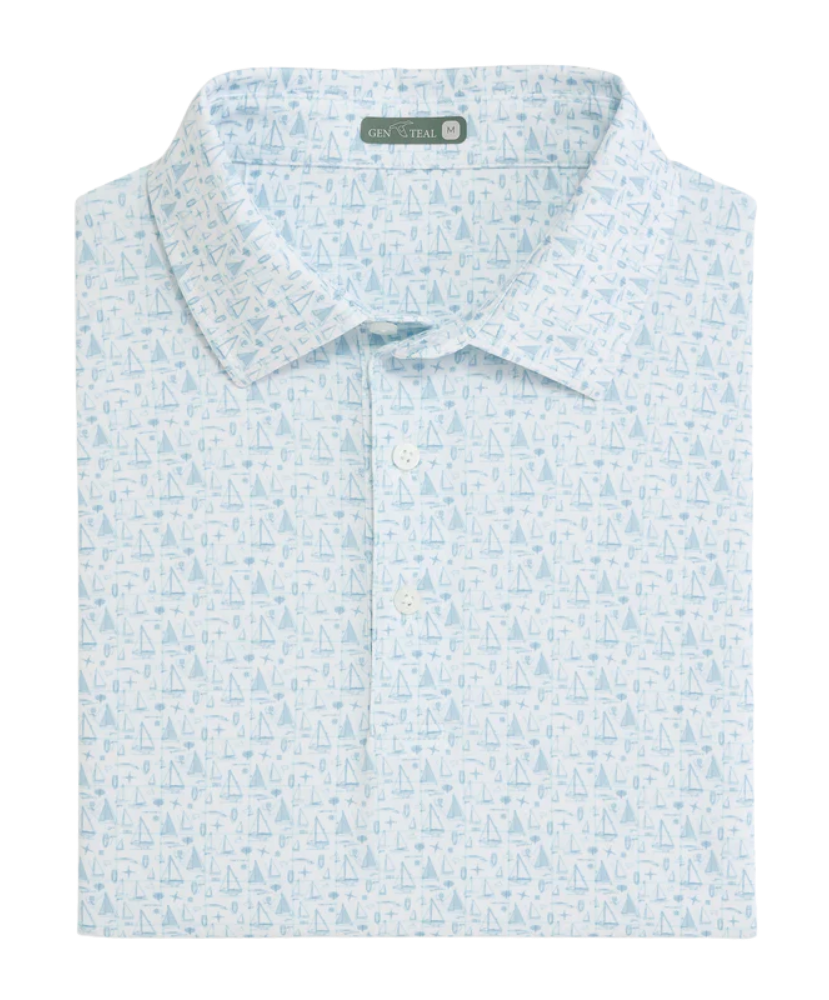 Genteal Apparel - Mariners Blueprint Printed Performance Polo