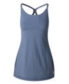 Blue HUK tank dress with thin straps on a white background