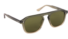 Krewe Sunglasses with dark green lenses and a black frame on a white background