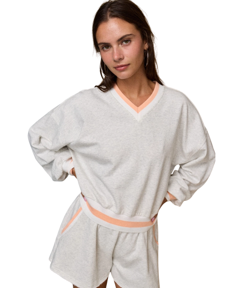 Val V-Neck Striped Band Top and Shorts Set