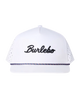 White cap with 'Burlebo' branding on a white background