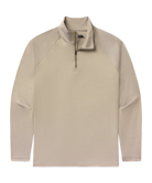 Beige long-sleeve shirt with a quarter-zip on a white background