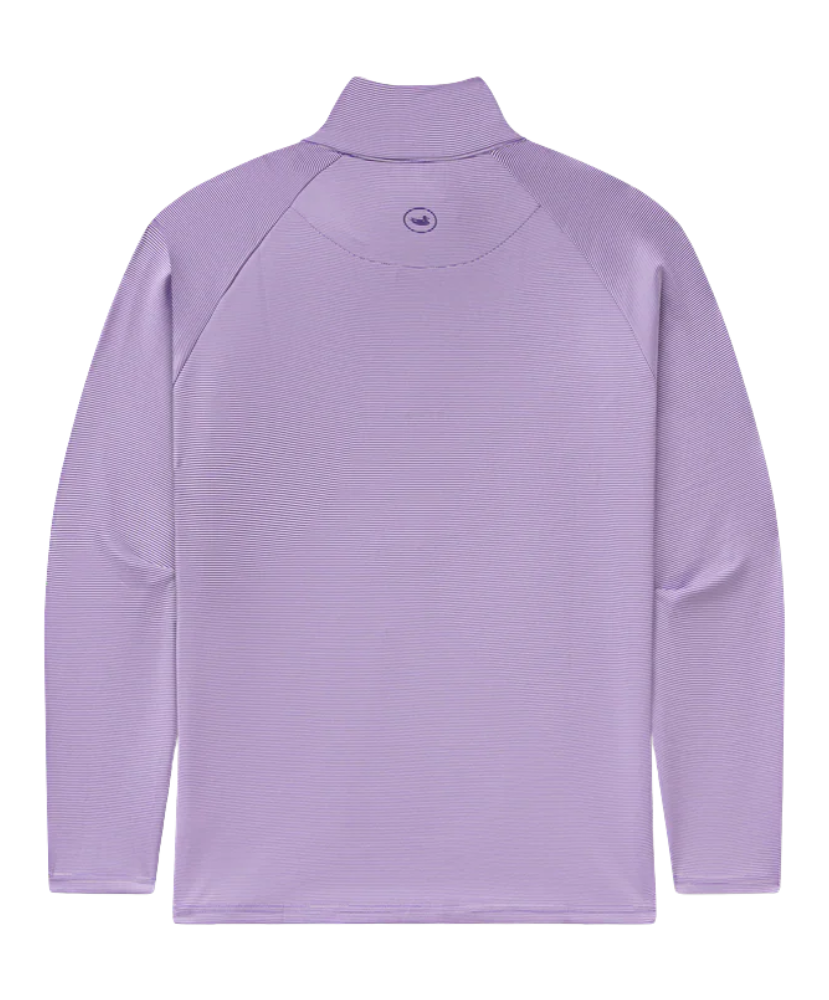 Purple long-sleeve QUARTER ZIP with a collar on a white background