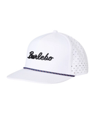 White cap with 'Burlebo' branding on a white background