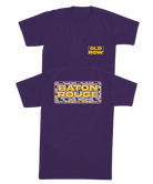 Purple t-shirt with 'Old Row' and 'Baton Rouge' text on a white background