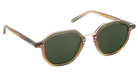 Krewe Sunglasses with gold frame and green lenses on a white background