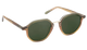 Krewe Sunglasses with gold frame and green lenses on a white background