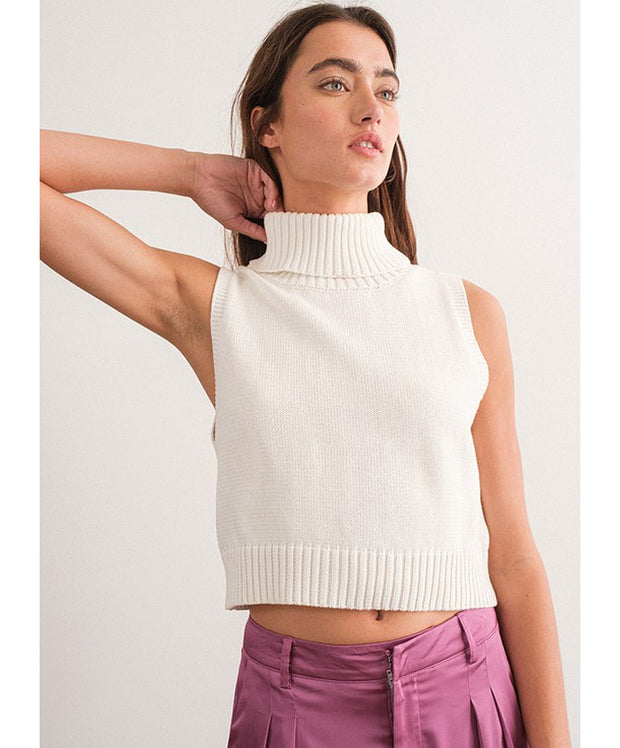 Josie Sleeveless Turtleneck Knit Sweater